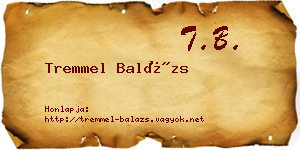 Tremmel Balázs névjegykártya